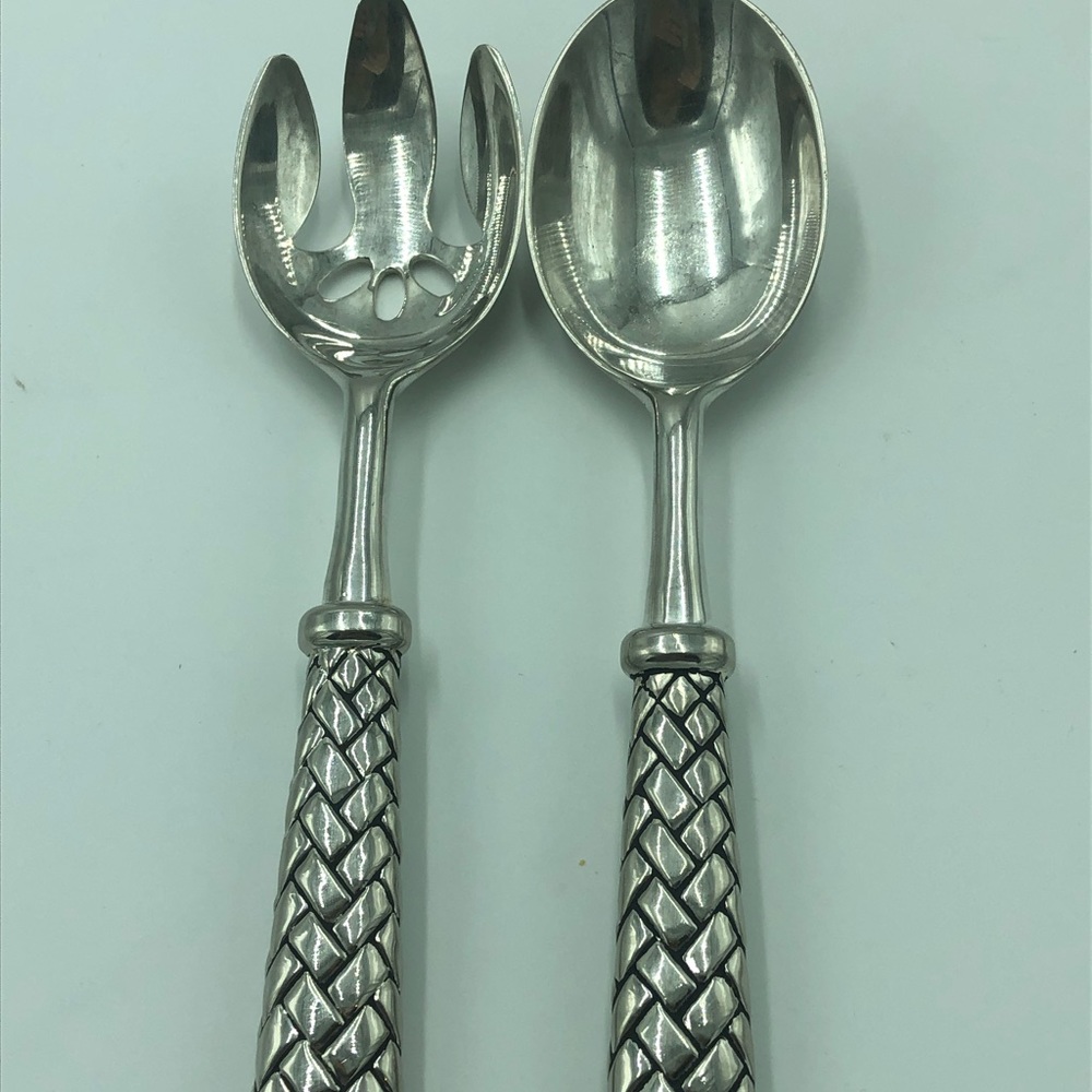 Vintage Basket Weave Solid Silver Plate service